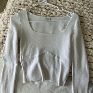 Abercrombie white knit long sleeve top